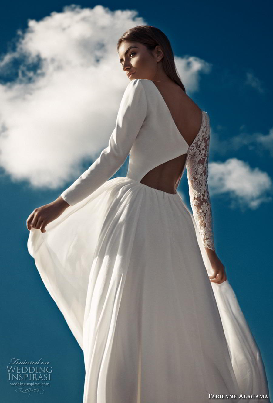 fabienne alagama 2019 bridal asymmetrical sleeves modern soft a  line wedding dress (9) zbv