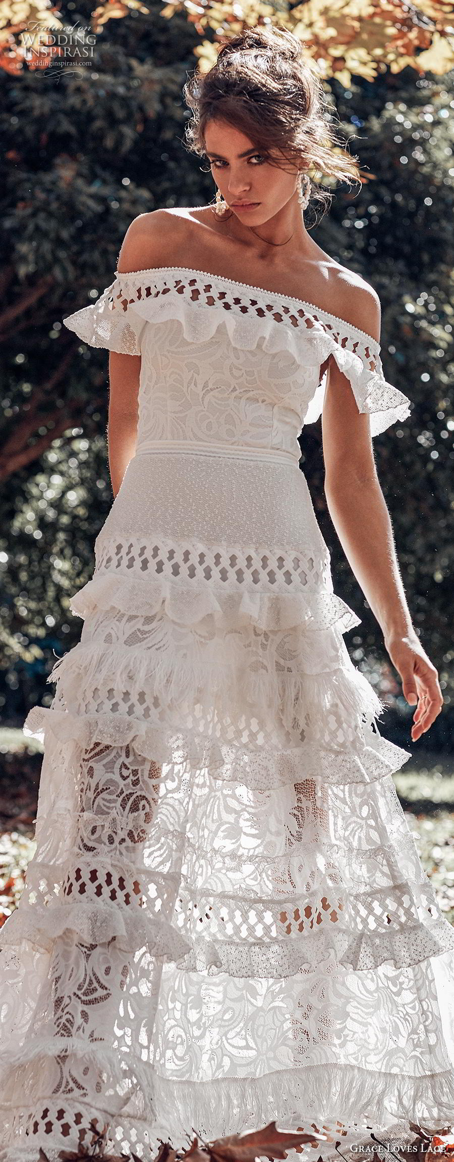 grace love lace 2018 bridal short sleeves off the shoulder straight across neckline full embellishment bohemian romantic a  line wedding dress sweep train (7) lv 