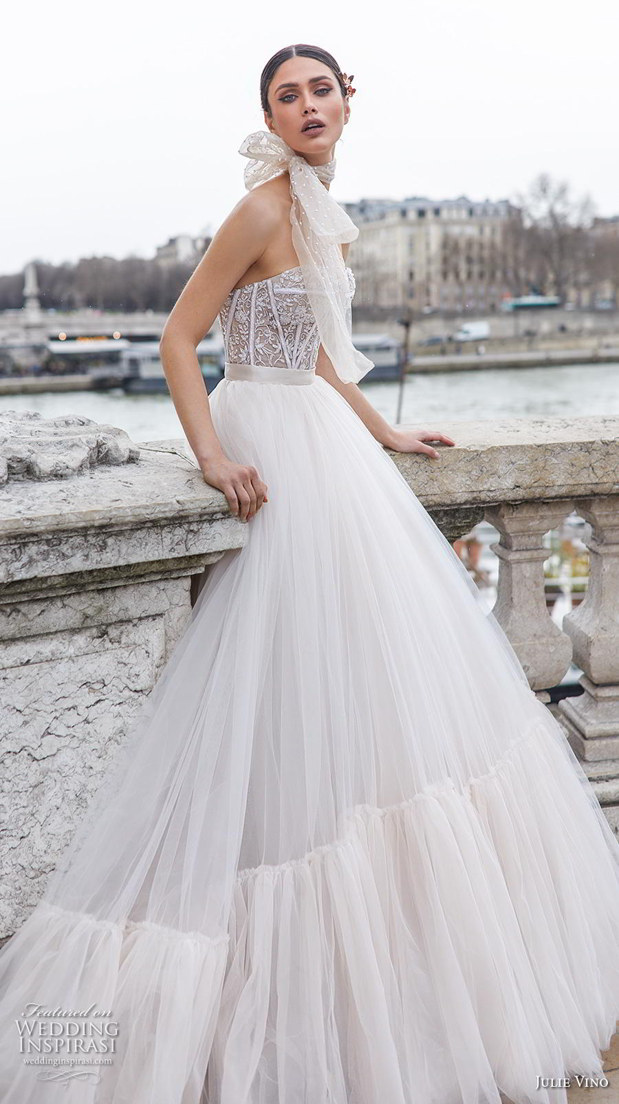 julie vino 2019 paris bridal strapless sweetheart neckline heavily embellished bodice bustier romantic a  line wedding dress chapel train (7) sdv