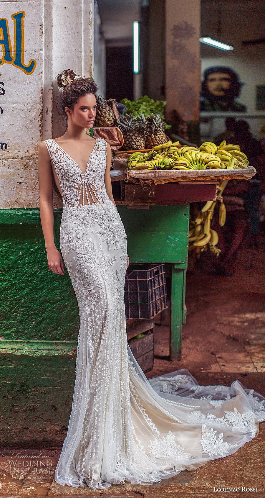 lorenzo rossi 2018 bridal sleeveless v neck full embellishment elegant fit and flare wedding dress v back short train (17) mv