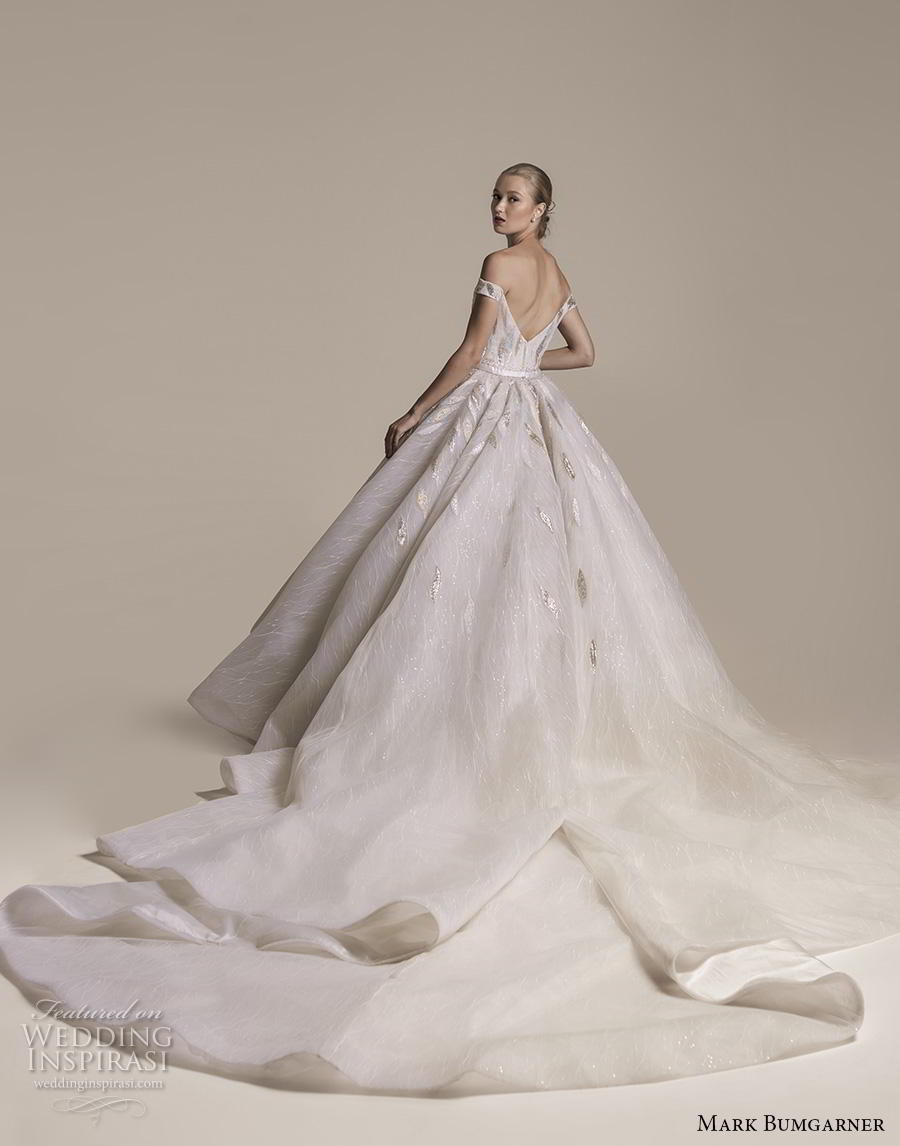 mark bumgarner fall 2018 bridal off the shoulder sweetheart eckline heavily embellished bodice glamorous princess ball gown a  line wedding dress v back royal train (2) bv