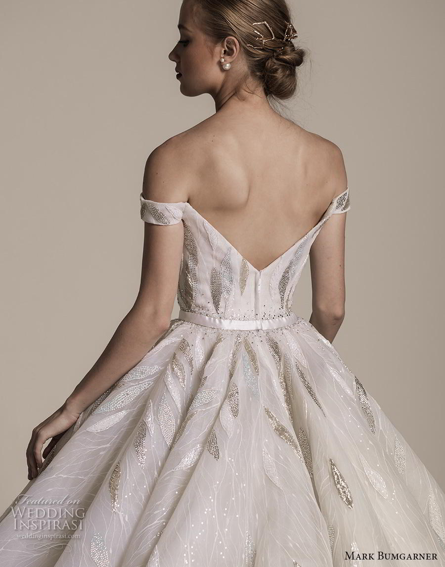 mark bumgarner fall 2018 bridal off the shoulder sweetheart eckline heavily embellished bodice glamorous princess ball gown a  line wedding dress v back royal train (2) zbv