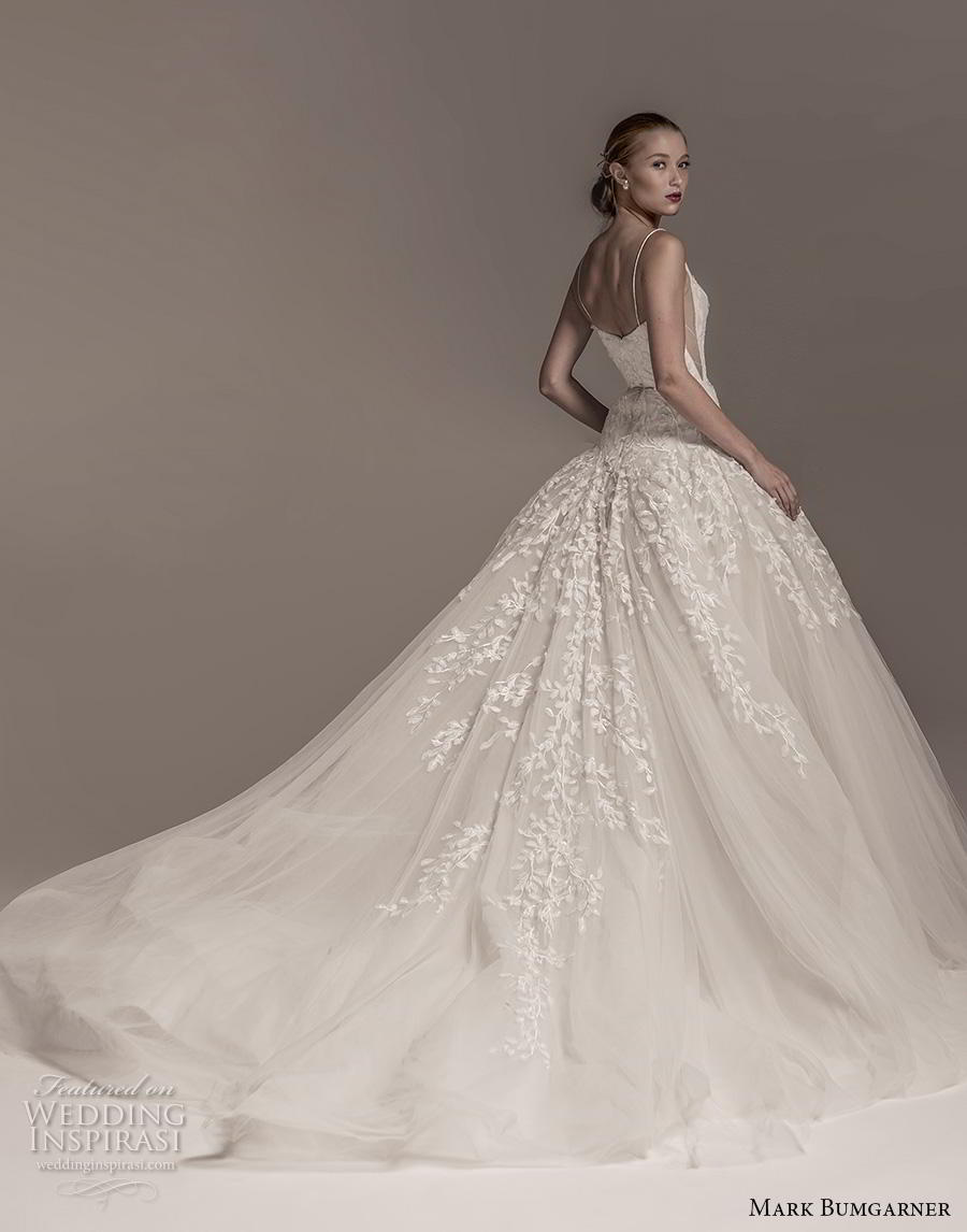 mark bumgarner fall 2018 bridal spaghetti strap sweetheart neckline heavily embellished bodice romantic ball gown a  line wedding dress mid back chapel train (1) bv