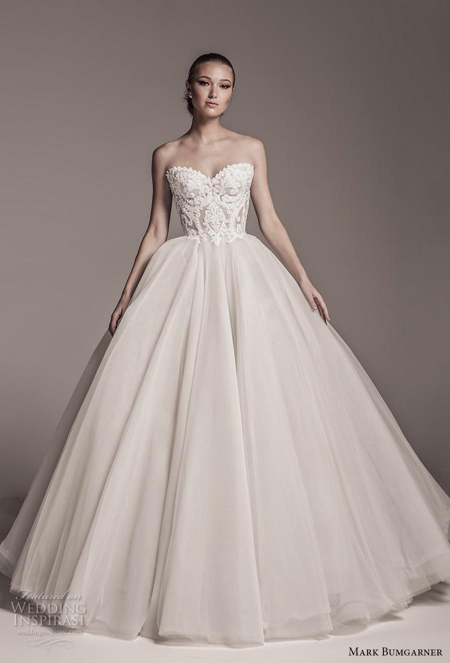 mark bumgarner fall 2018 bridal strapless sweetheart neckline heavily embellished bodice bustier romantic ball gown a  line wedding dress royal train (15) mv