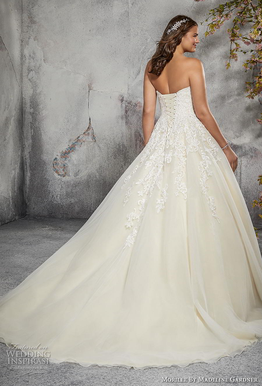 morilee 2018 julietta bridal strapless sweetheart neckline heavily embellished bodice romantic a  line wedding dress plus size corset back chapel train (7) bv