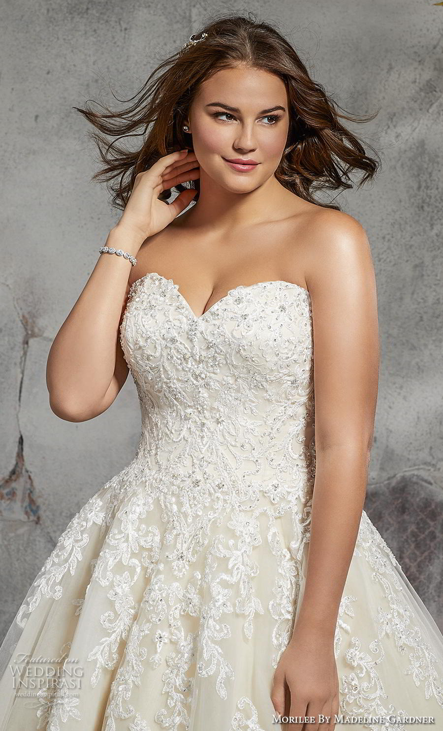 morilee 2018 julietta bridal strapless sweetheart neckline heavily embellished bodice romantic a  line wedding dress plus size corset back chapel train (7) mv 