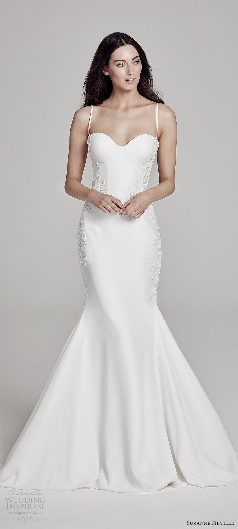 suzanne neville bridal 2019 sleeveless thin straps sweetheart mermaid wedding dress (leandra) sweep train modern elegant mv