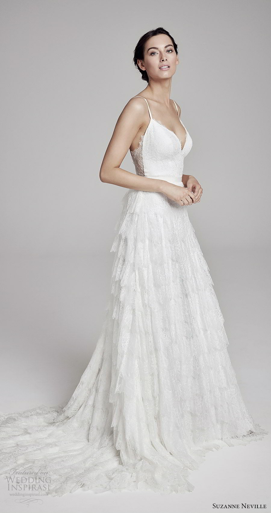 suzanne neville bridal 2019 sleeveless thin straps sweetheart neckline tiered skirt lace a line wedding dress (anais) low back chapel train mv suzanne neville bridal 2019 sleeveless thin straps sweetheart neckline tiered skirt lace a line wedding dress (anais) low back chapel train mv