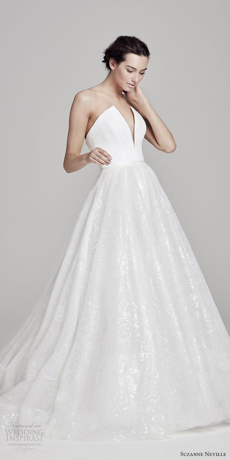 suzanne neville bridal 2019 strapless split plunging v neck a line embellished skirt ball gown wedding dress (seraphina) modern romantic mv suzanne neville bridal 2019 strapless split plunging v neck a line embellished skirt ball gown wedding dress (seraphina) modern romantic mv