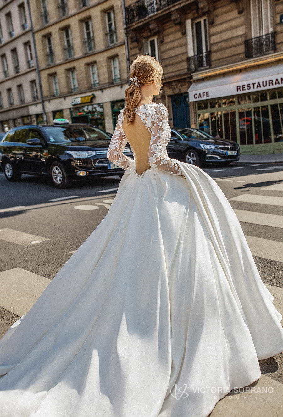 victoria soprano 2019 bridal long sleeves bateau neck heavily embellished bodice princess ball gown a  line wedding dress keyhole back chapel train (blansh) bv