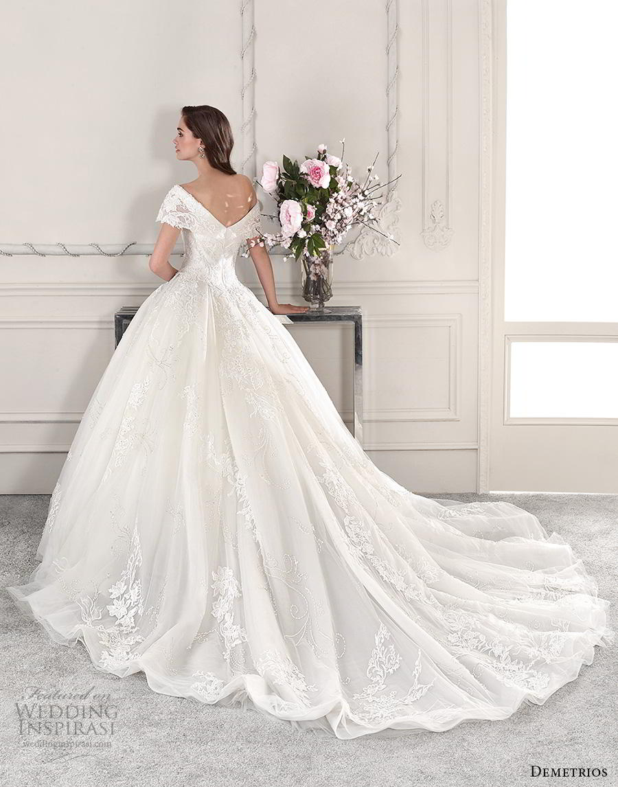 demetrios 2019 starlight bridal off the shoulder sweetheart neckline heavily embellished bodice romantic princess ball gown a  line wedding dress royal train (11) bv