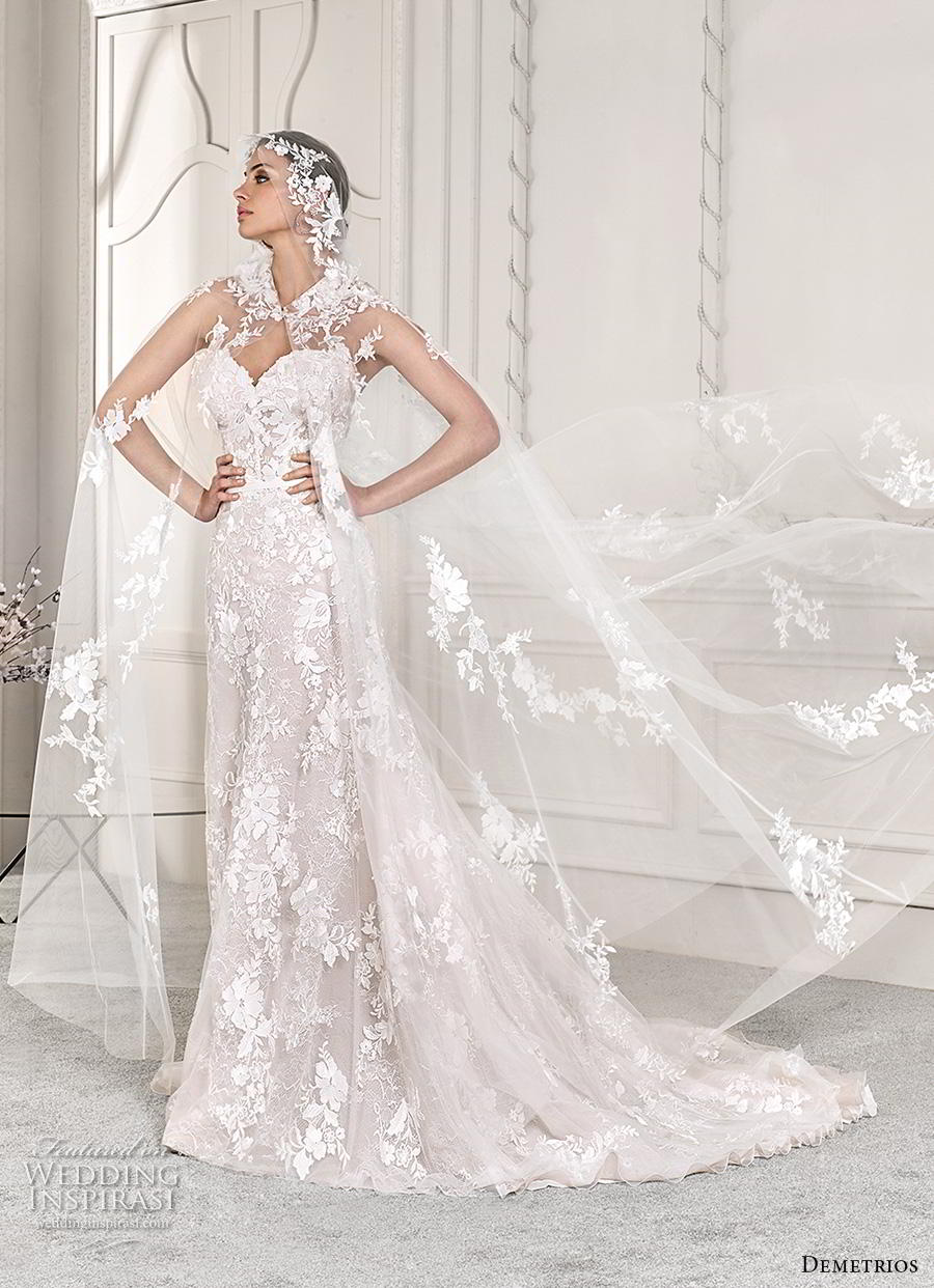 demetrios 2019 starlight bridal strapless sweetheart neckline full embellishment elegant modified a  line wedding dress mid back medium train (7) mv