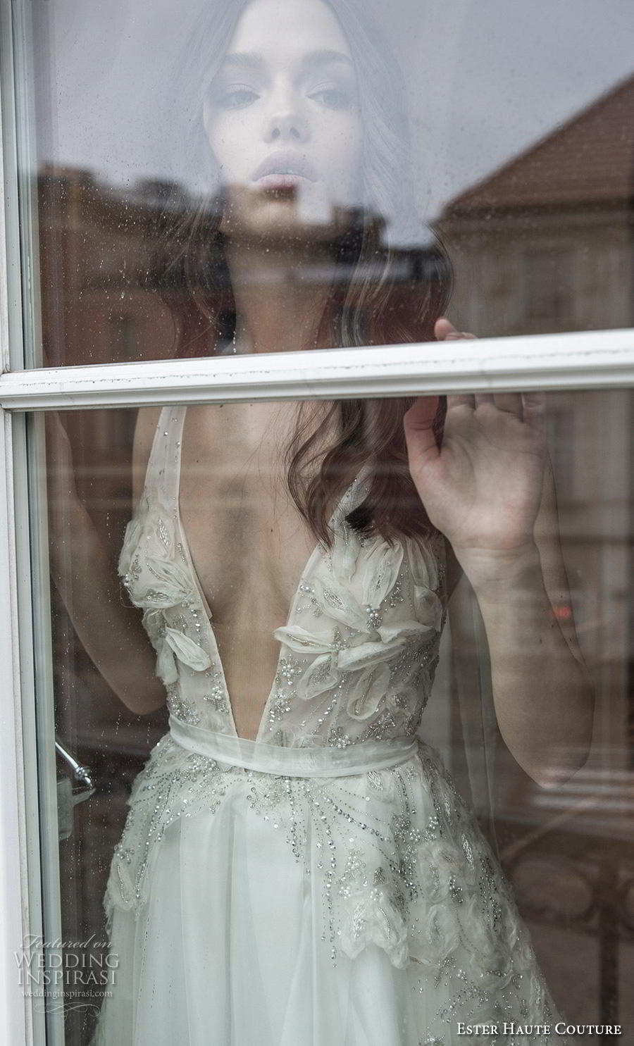 ester haute couture 2019 bridal sleeveless deep v neck heavily embellished bodice romantic a  line wedding dress backless open back sweep train (15) zv mv