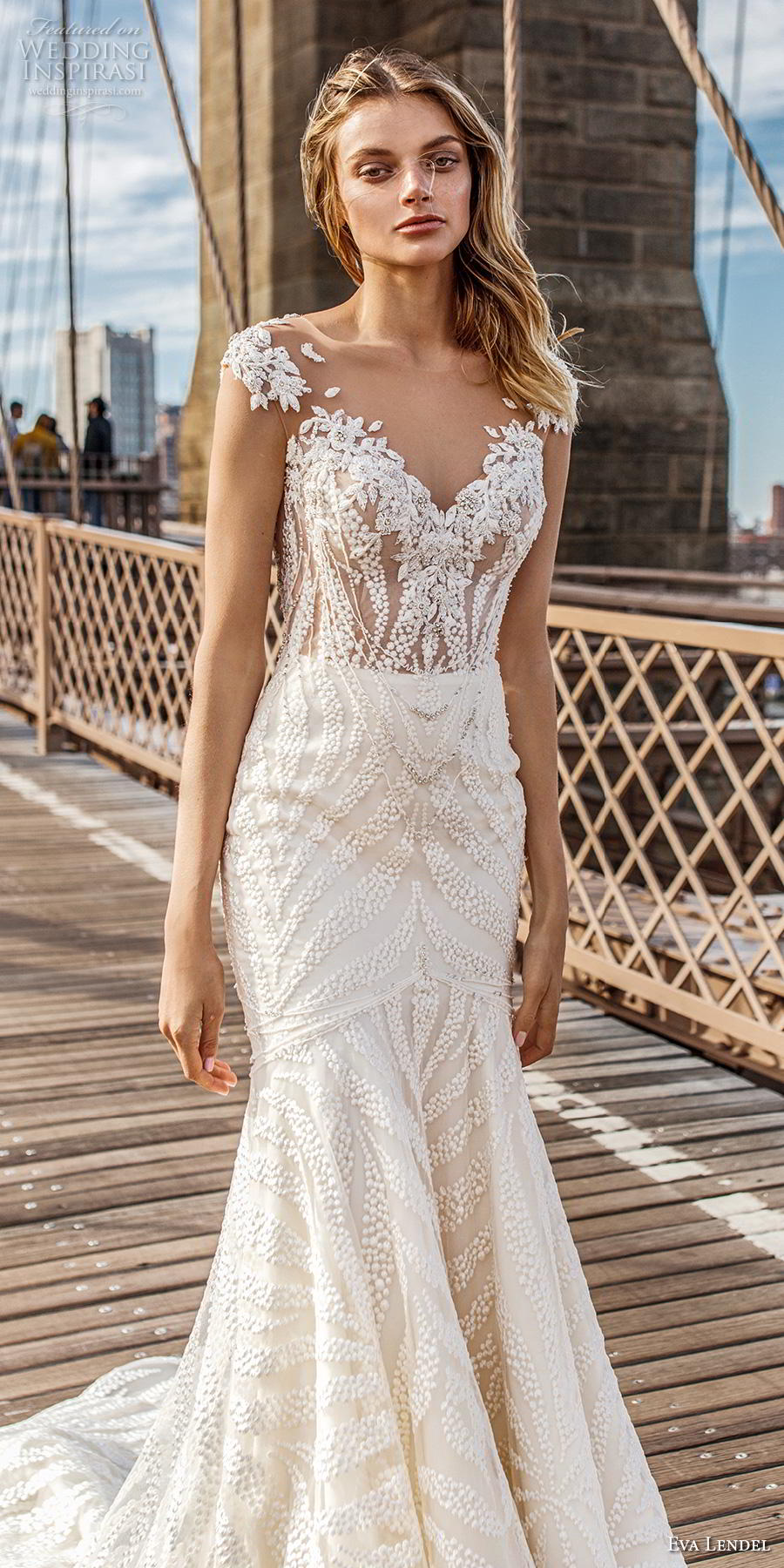 eva lendel 2019 bridal cap sleeves illusion bateau v neck full embellishment elegant trumpet wedding dress keyhole back chapel train (6) lv