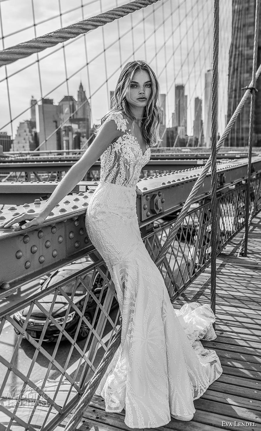 eva lendel 2019 bridal cap sleeves illusion bateau v neck full embellishment elegant trumpet wedding dress keyhole back chapel train (6) sdv