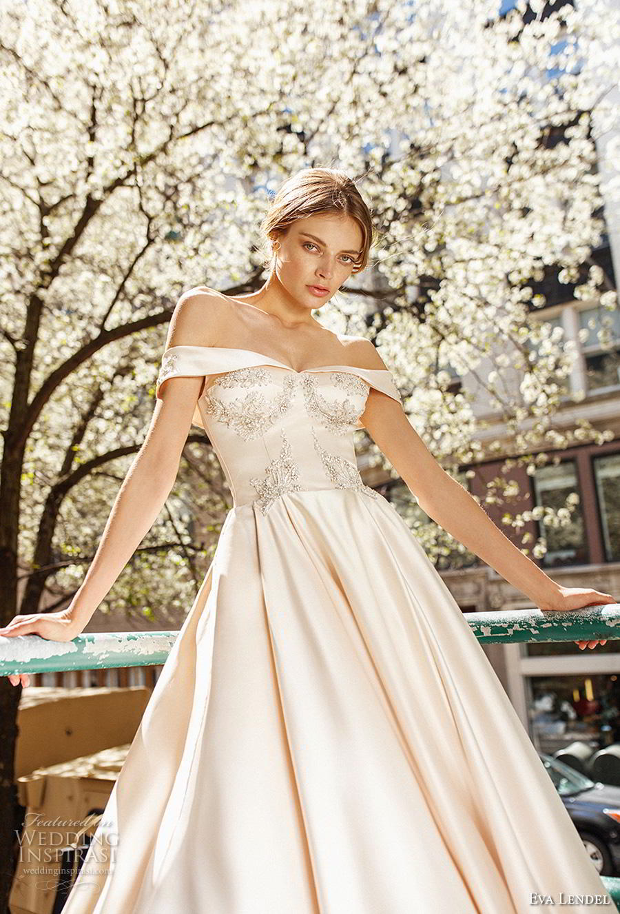 eva lendel 2019 bridal off the shoulder v neck heavily embellished bodice satin skirt princess ball gown a  line wedding dress chapel train (10) zv