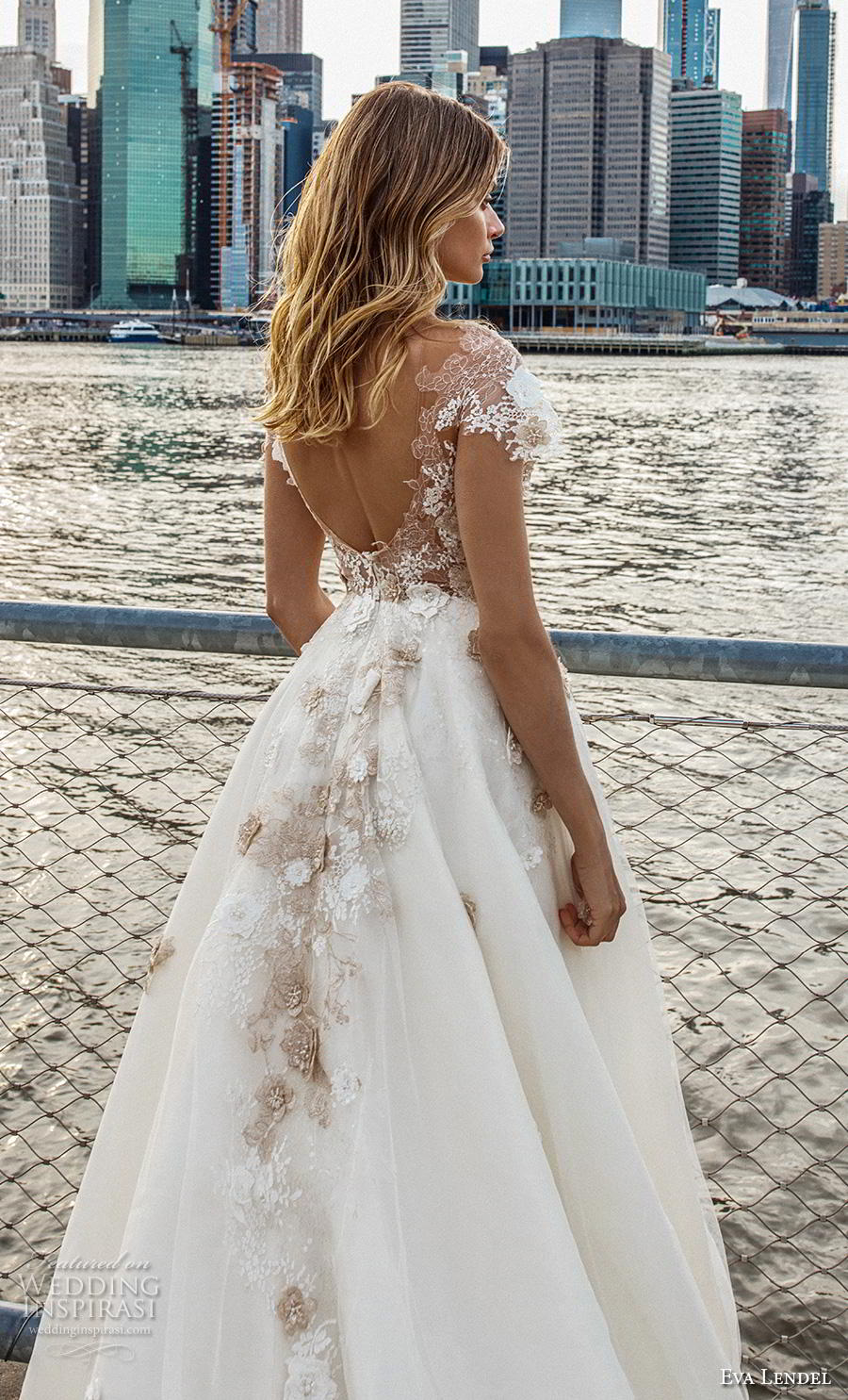 eva lendel 2019 bridal short sleeves heavily embellished bodice romantic a  line wedding dress backless scoop back chapel train (3) zbv