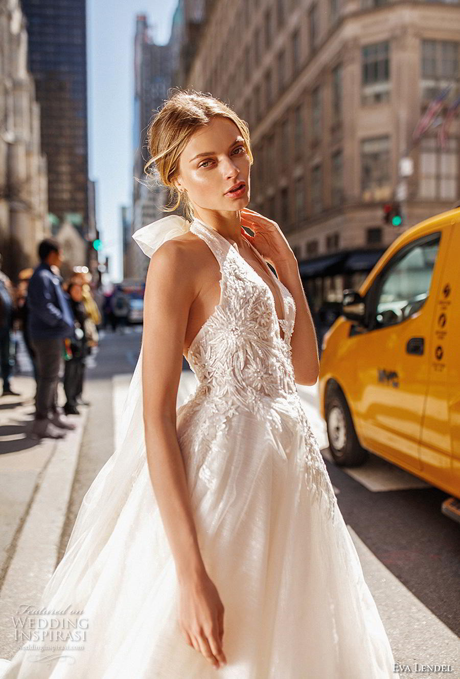 eva lendel 2019 bridal sleeveless halter neck deep v neck heavily embellished bodice romantic a  line wedding dress backless open back chapel train (12) zv