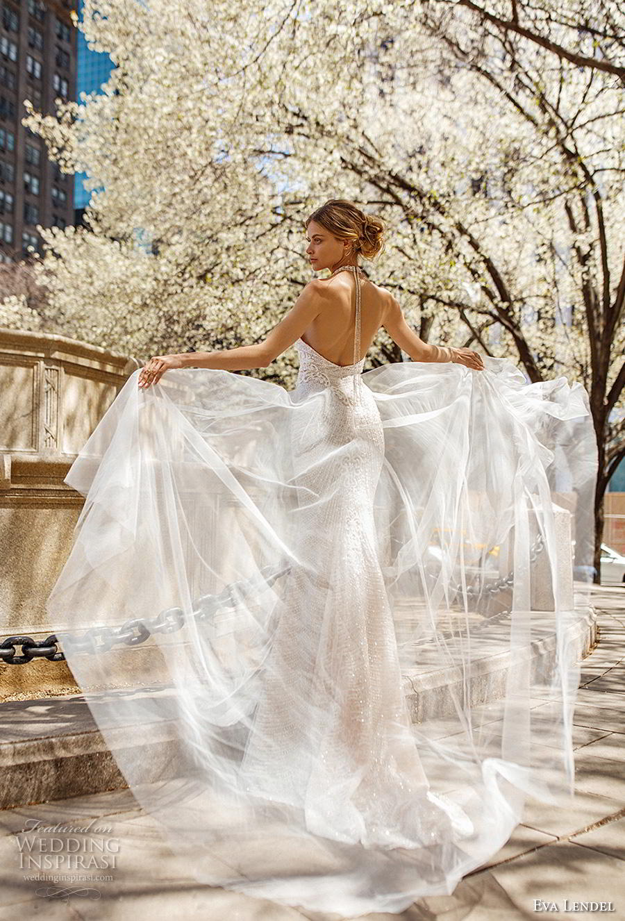 eva lendel 2019 bridal sleeveless halter neck full embellishment glitzy glamorous elegant fit and flare wedding dress backless open back sweep train (14) bv