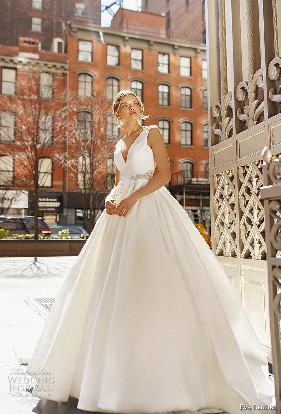 eva lendel 2019 bridal sleeveless with strap v neck simple minimalist princess ball gown a  line wedding dress backless open back (15) mv