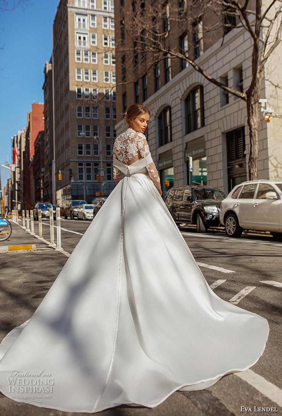 eva lendel 2019 bridal three quarter sleeves illusion high neck heavily embellished bodice elegant a  line wedding dress lace back chapel train (13) bv