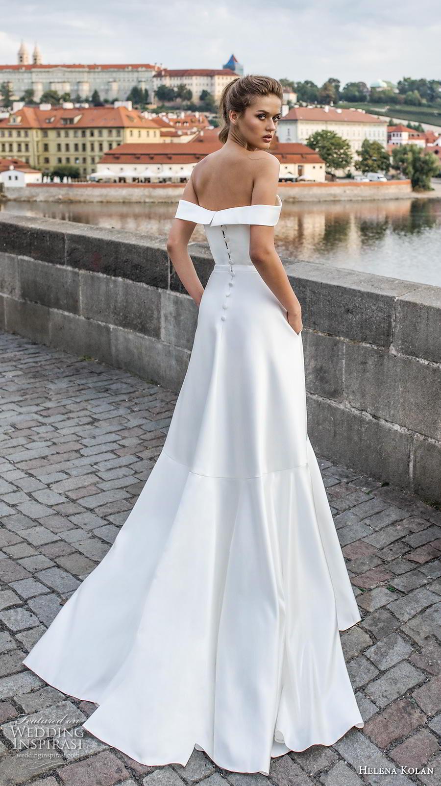 helena kolan 2019 bridal off the shoulder sweetheart neckline simple clean slit skirt minimalist elegant a  line wedding dress pockets sweep train (8) bv