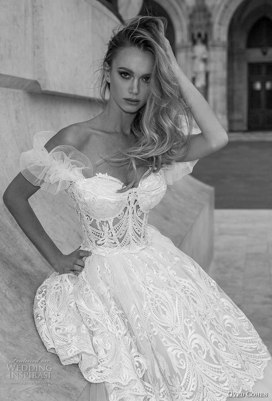 oved cohen 2018 bridal off the shoulder sweetheart neckline full embellishment bustier romantic ball gown a  line wedding dress (6) zv