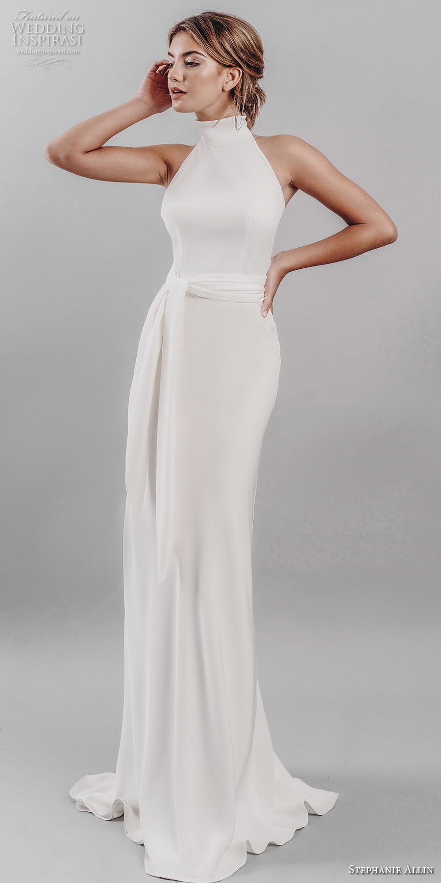 stephanie allin 2019 bridal sleeveless halter neck simple clean minimalist elegant sheath wedding dress mid back sweep train (14) mv stephanie allin 2019 bridal sleeveless halter neck simple clean minimalist elegant sheath wedding dress mid back sweep train (14) mv