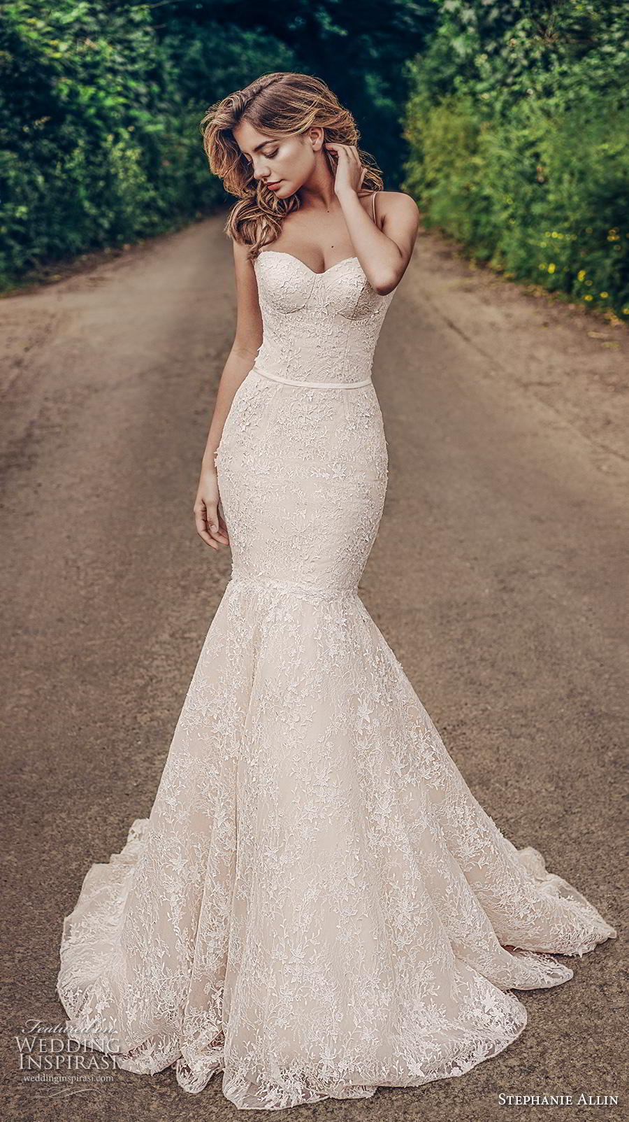 stephanie allin 2019 bridal sleeveless spaghetti strap sweetheart neckline full embellishment bustier sexy elegant blush mermaid wedding dress mid back chapel train (7) mv