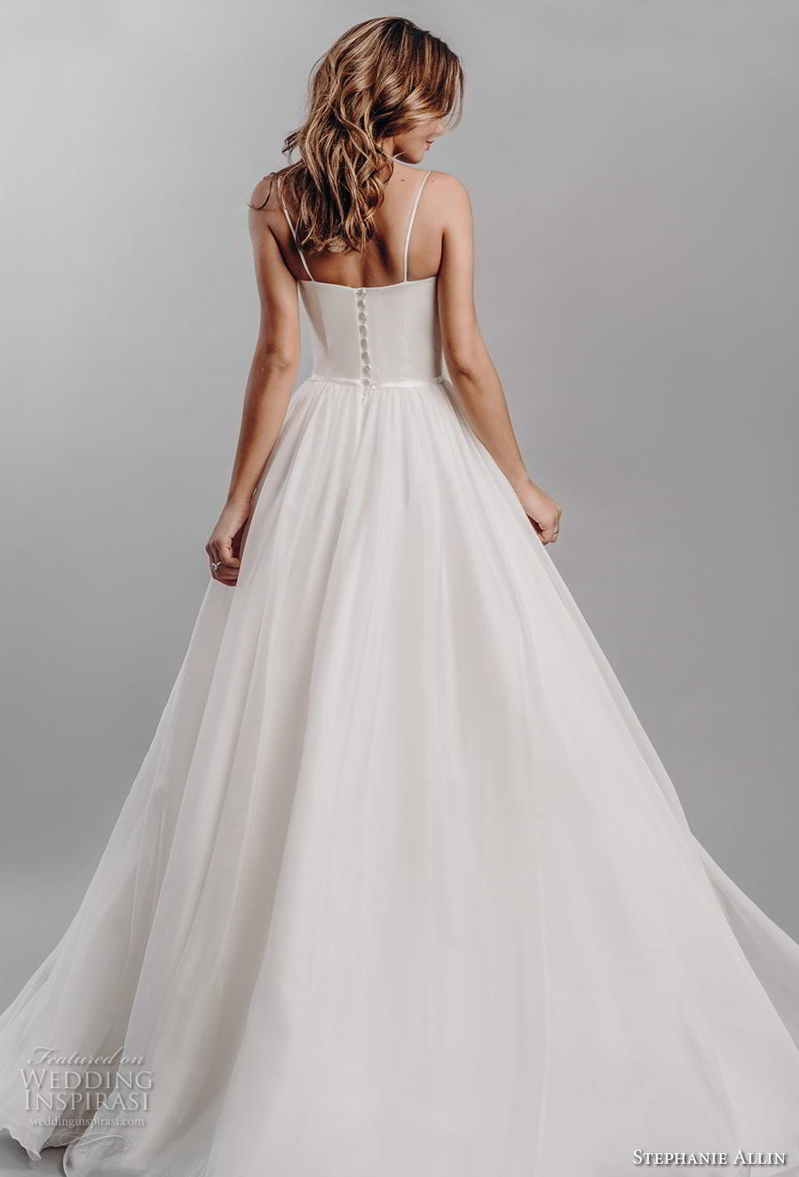 stephanie allin 2019 bridal sleeveless spaghetti strap sweetheart neckline ruched bodice romantic soft a line wedding dress mid back sweep train (5) bv stephanie allin 2019 bridal sleeveless spaghetti strap sweetheart neckline ruched bodice romantic soft a line wedding dress mid back sweep train (5) bv