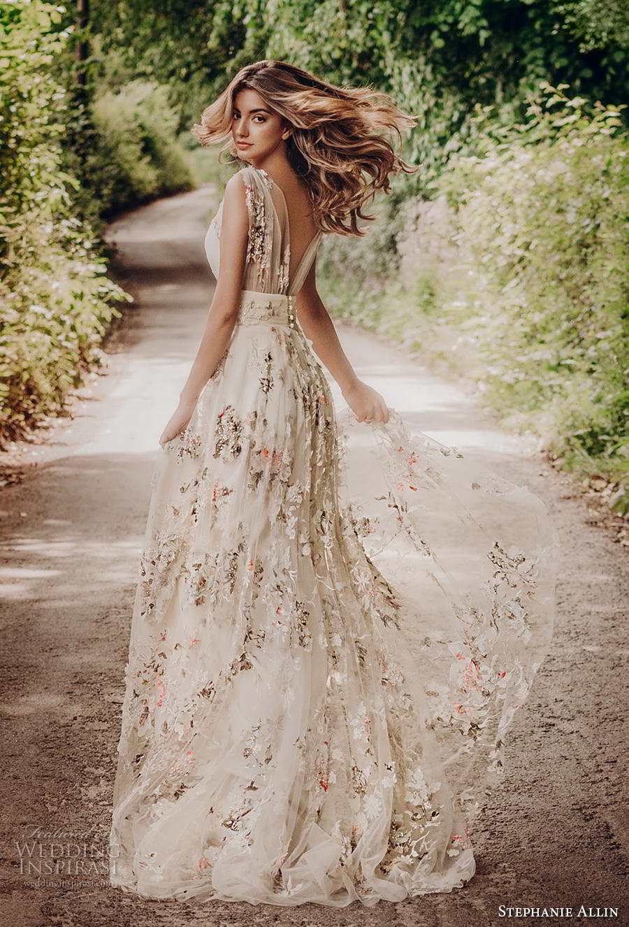 stephanie allin 2019 bridal sleeveless v neck full embellishment floral appliques romantic champagne color soft a line wedding dress backless v back sweep train (6) bv stephanie allin 2019 bridal sleeveless v neck full embellishment floral appliques romantic champagne color soft a line wedding dress backless v back sweep train (6) bv