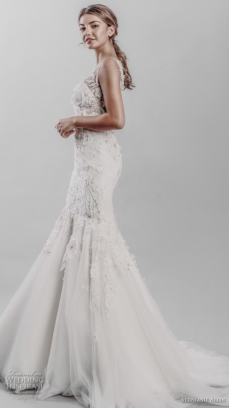 stephanie allin 2019 bridal sleeveless v neck heavily embellished bodice elegant mermaid wedding dress v back medium train (15) sdv stephanie allin 2019 bridal sleeveless v neck heavily embellished bodice elegant mermaid wedding dress v back medium train (15) sdv