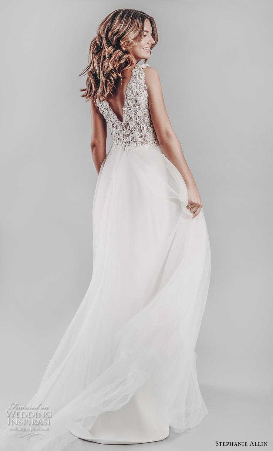 stephanie allin 2019 bridal sleeveless v neck heavily embellished bodice romantic a line wedding dress open v back chapel train (13) bv stephanie allin 2019 bridal sleeveless v neck heavily embellished bodice romantic a line wedding dress open v back chapel train (13) bv