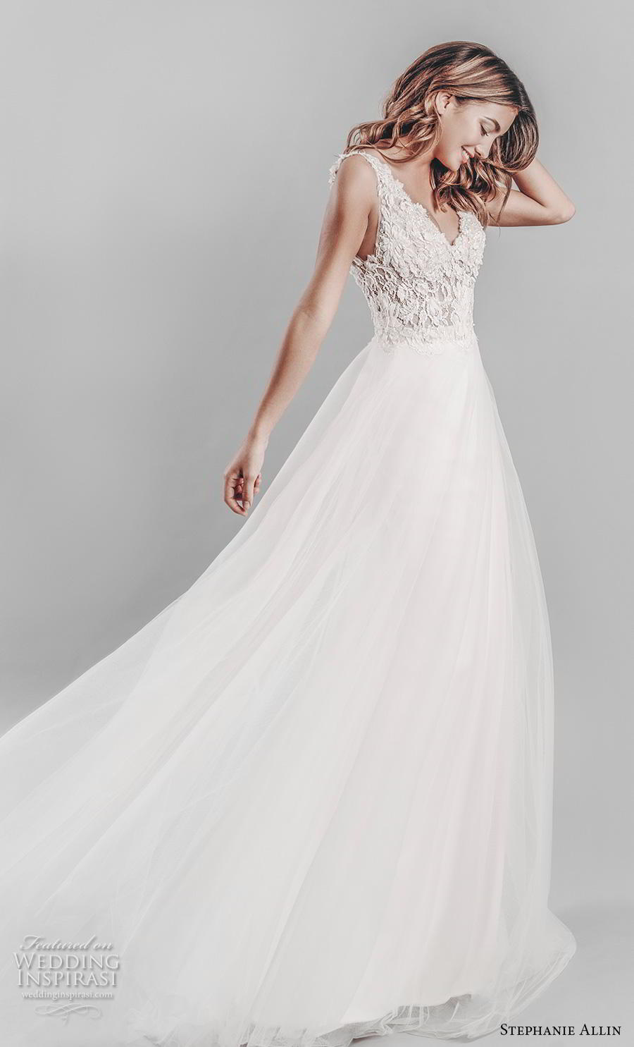 stephanie allin 2019 bridal sleeveless v neck heavily embellished bodice romantic a  line wedding dress open v back chapel train (13) mv