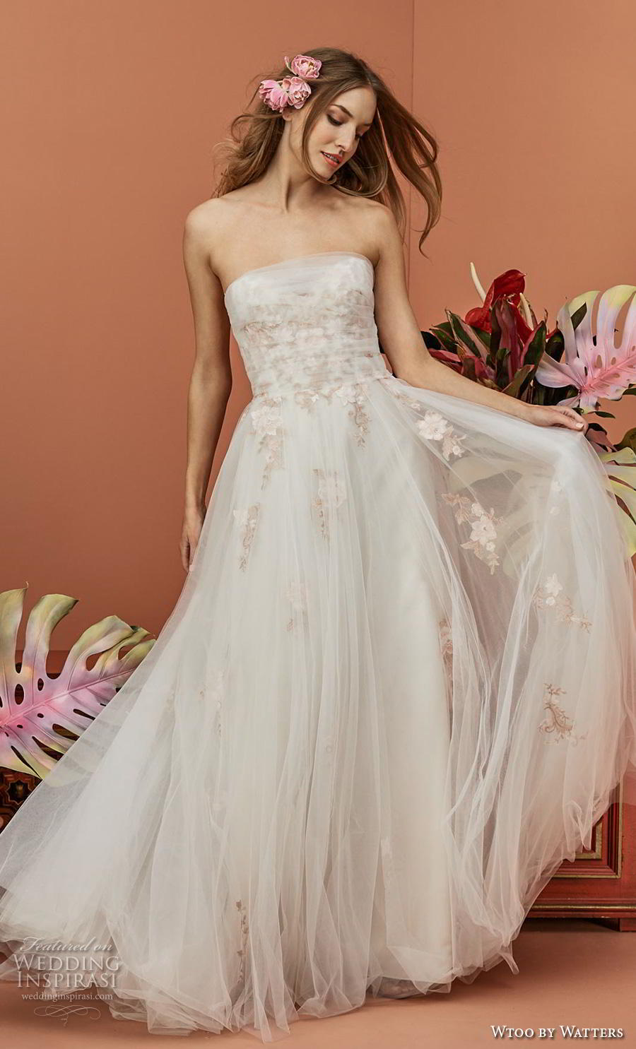 wtoo by watters fall 2018 bridal strapless straight across neckline heavily embellished bodice romantic soft a line wedding dress mid back chapel train (2) mv wtoo by watters fall 2018 bridal strapless straight across neckline heavily embellished bodice romantic soft a line wedding dress mid back chapel train (2) mv