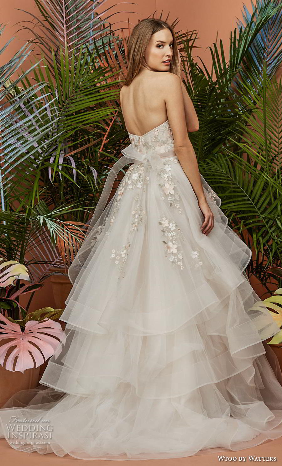 wtoo by watters fall 2018 bridal strapless sweetheart neckline heavily embellished bodice layered skirt romantic a  line wedding dress mid back chapel train (1) bv