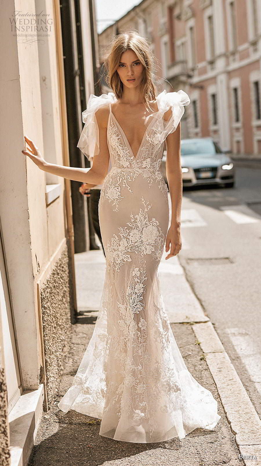 berta 2019 privee bridal thin strap deep v neck full embellishment elegant sexy fit and flare wedding dress backless chapel train (3) mv