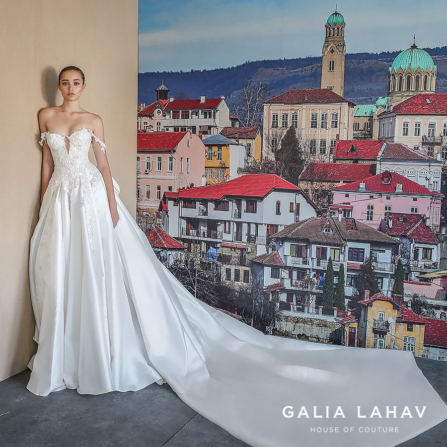 galia lahav fall 2019 bridal off shoulder lace straps sweetheart neckline keyhole embellished bodice ball gown wedding dress romantic elegant cathedral train (aida) mv