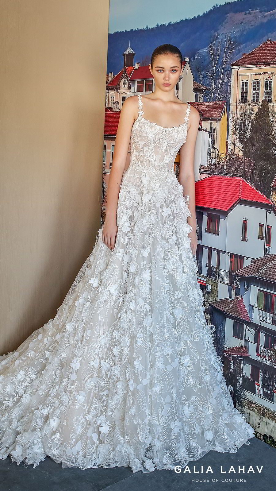 galia lahav fall 2019 bridal sleeveless straps scoop neckline fully embellished lace a line ball gown wedding dress romantic elegant chapel train (fabiana) mv