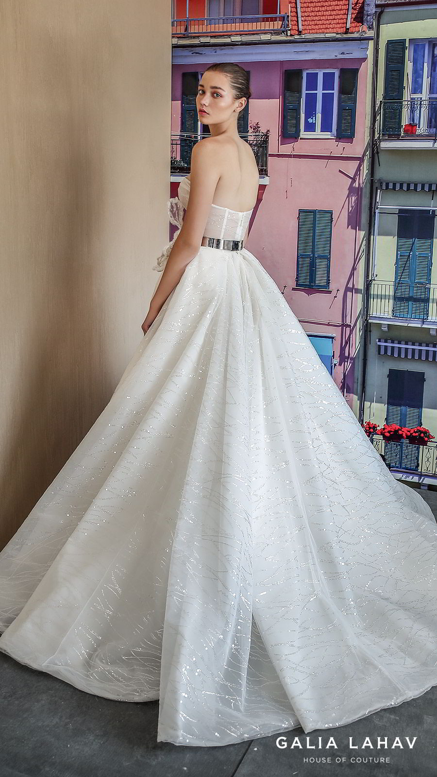 galia lahav fall 2019 bridal strapless sweetheart glitzy ball gown wedding dress slit skirt romantic sweep train (magdalena) bv