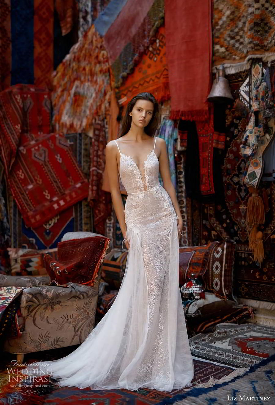 liz martinez 2019 cappadocia bridal spaghetti strap deep plunging sweetheart neckline full embellishment elegant sexy a  line wedding dress backless open back medium train (8) mv