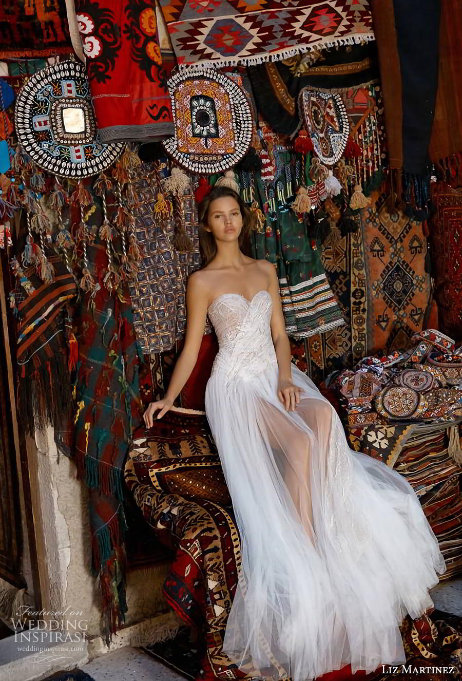 liz martinez 2019 cappadocia bridal strapless sweetheart neckline wrap over bodice tulle skirt romantic a  line wedding dress chapel train (6) mv