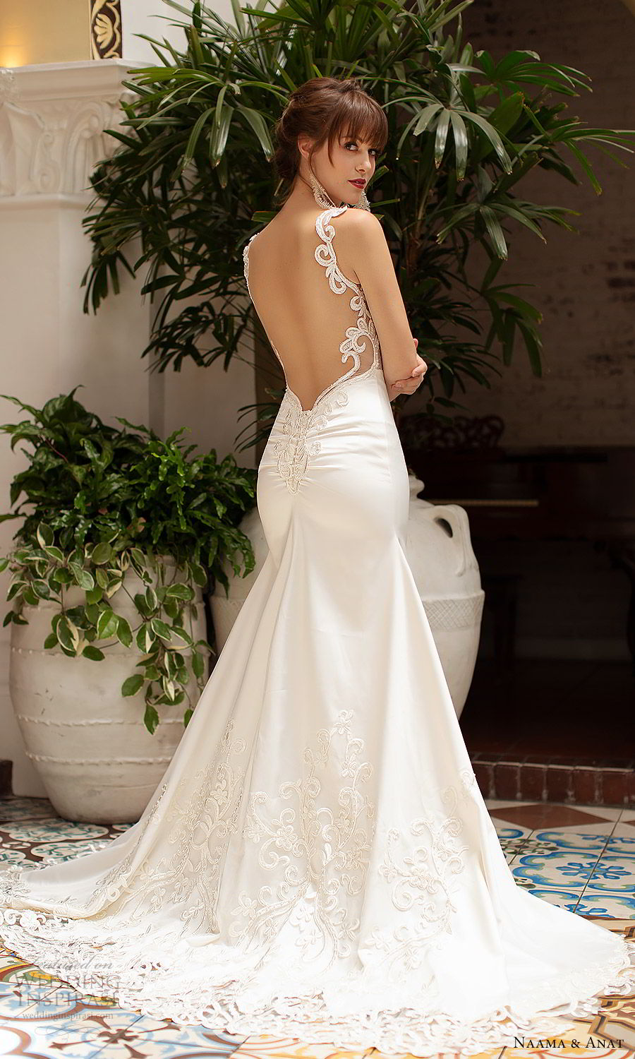 naama anat 2019 bridal sleeveless beaded straps embellished bodice fit flare wedding dress chapel train elegant romantic (1) bv