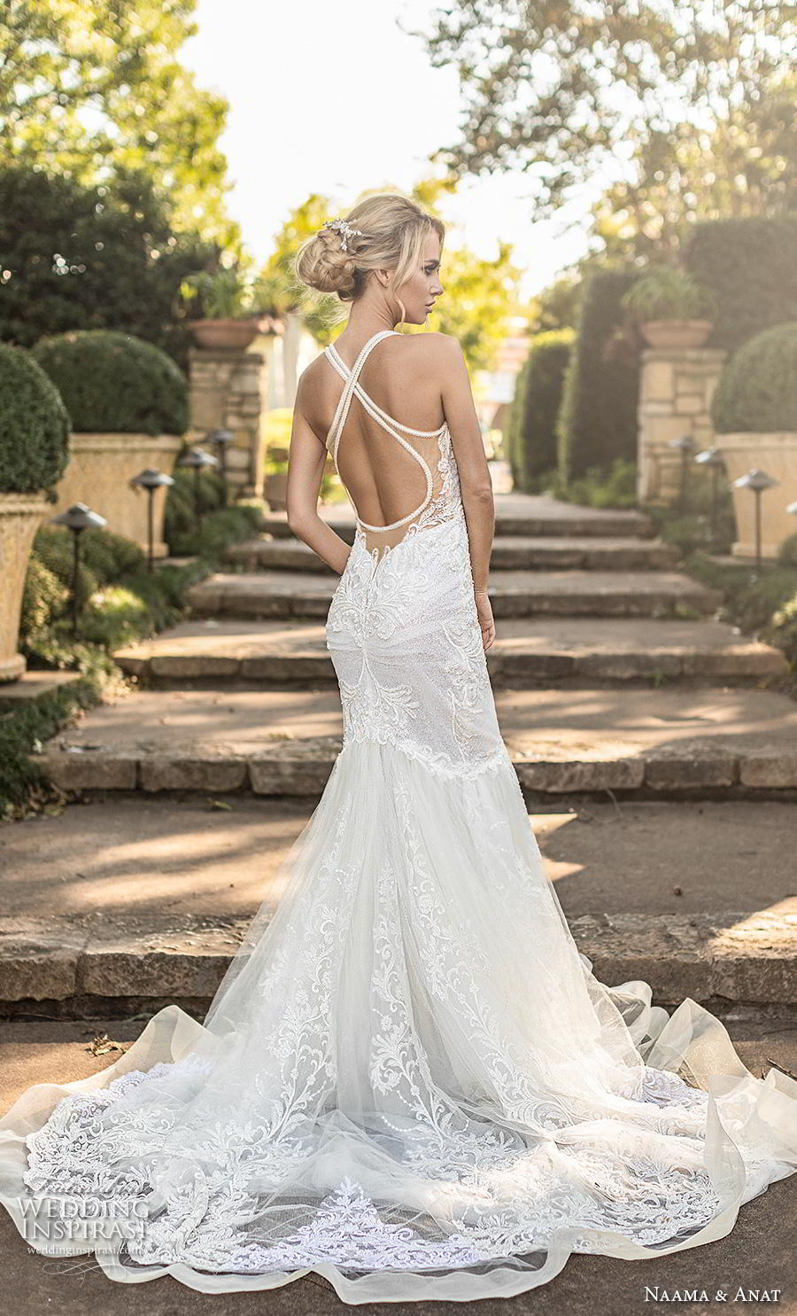 naama anat fall 2019 couture bridal sleeveless halter strap sweetheart neckline full embellishment elegant mermaid wedding dress cross strap back chapel train (5) bv