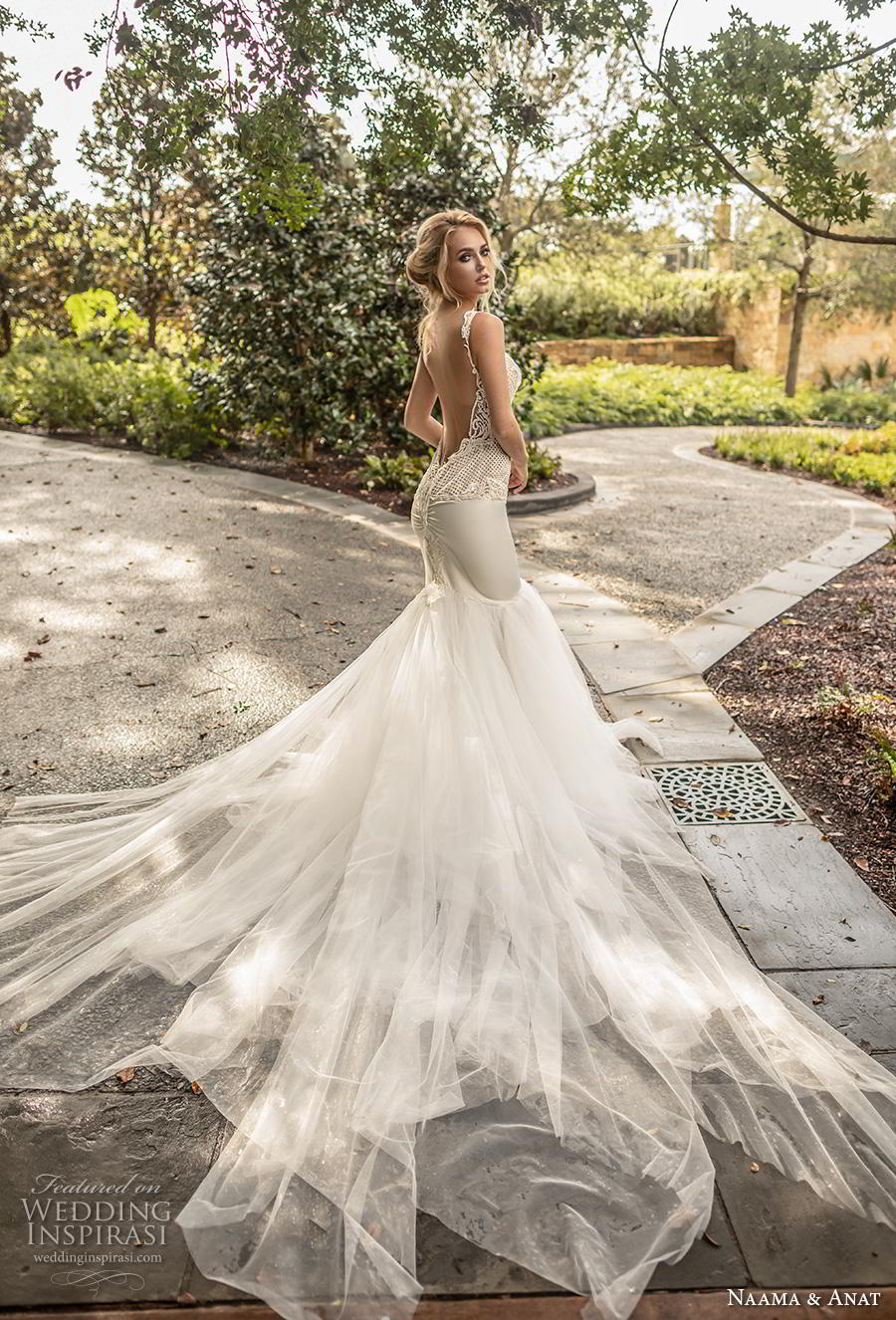 naama anat fall 2019 couture bridal sleeveless with strap sweetheart neckline heavily embellished bodice elegant mermaid wedding dress low open back backless royal train (3) bv