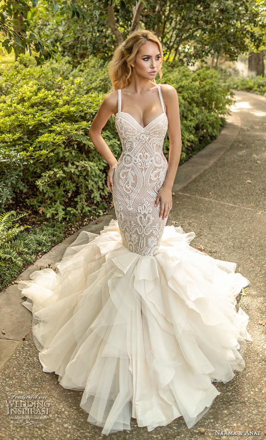 naama anat fall 2019 couture bridal sleeveless with strap sweetheart neckline heavily embellished bodice ruffled skirt romantic mermaid wedding dress backless low open back chapel train (7) mv naama anat fall 2019 couture bridal sleeveless with strap sweetheart neckline heavily embellished bodice ruffled skirt romantic mermaid wedding dress backless low open back chapel train (7) mv