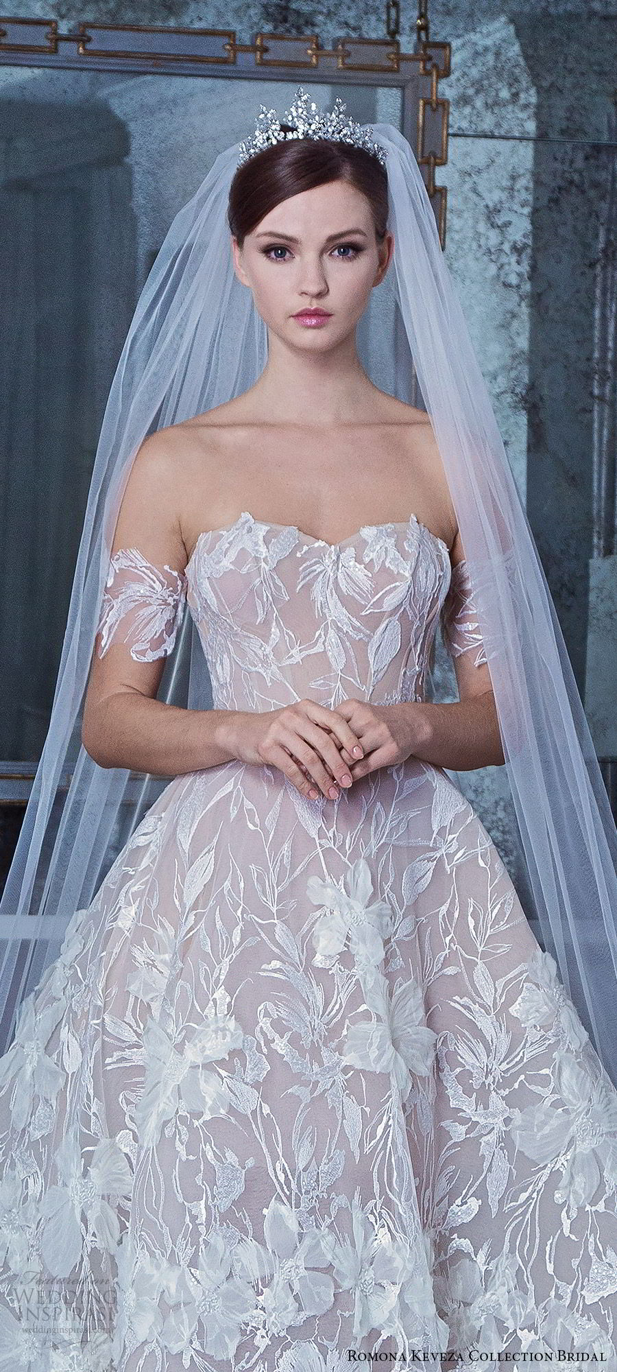 romona keveza fall 2019 bridal off shoulder sweertheart fully embellished ball gown wedding dress (10) romantic princess elegant chapel train zv