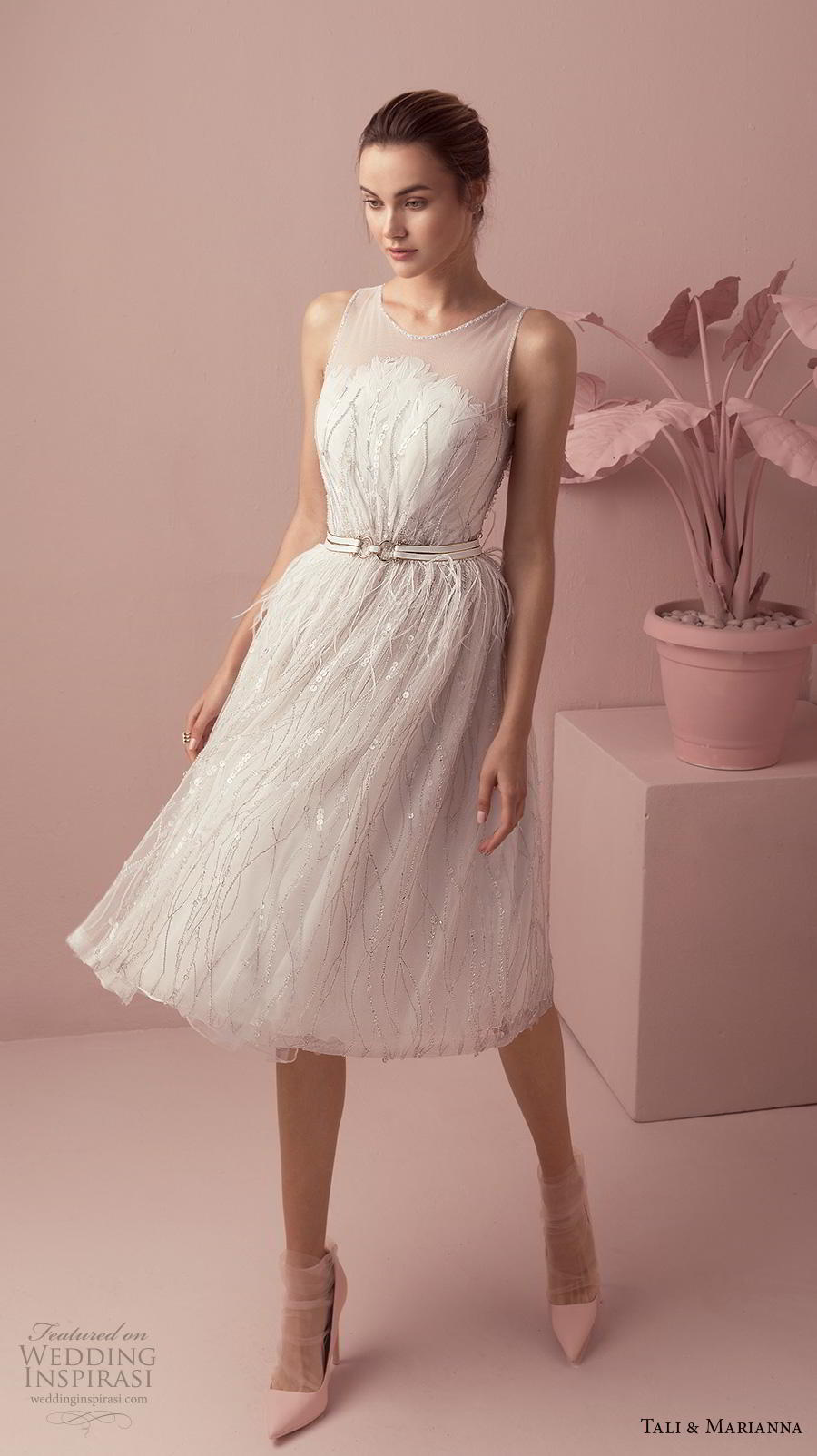 tali & marianna 2018 bridal sleeveless jewel neck full embellishment romantic knee length short wedding dress (24) mv