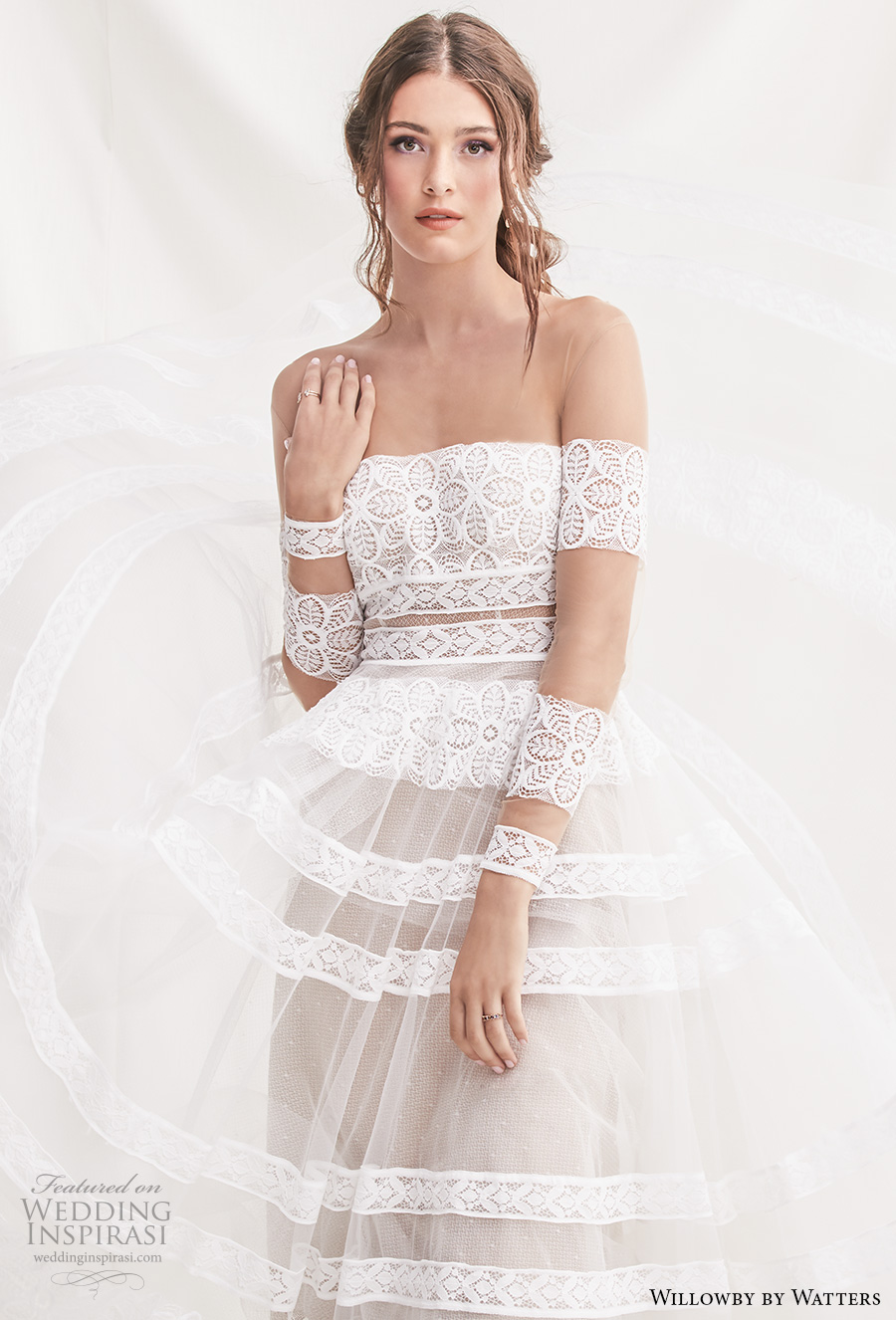 willowby by watters spring 2019 bridal long sleeves off the shoulder straight across neckline full embellishment bohemian romantic a  line wedding dress chapel train (11) zv