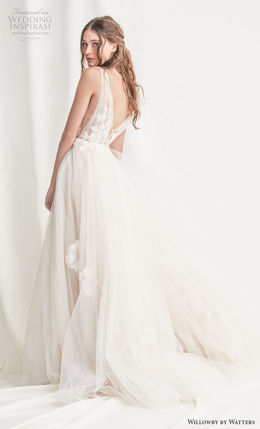 willowby by watters spring 2019 bridal sleeveless deep v neck heavily embellished bodice open side romantic a  line wedding dress backless v back chapel train (3) bv